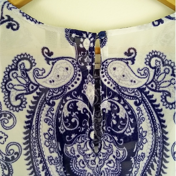 MANGO | Scarf Print Tunic Dress Purple and White S - Picture 5 of 8